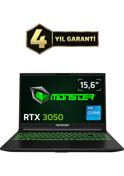 Monster Abra A5 V20.5.3 Intel Core I5 13420H 16 GB Ram 500 GB SSD 4 GB Rtx 3050 Windows 11 15,6" Fhd 144 Hz Taşınabilir Bilgisayar